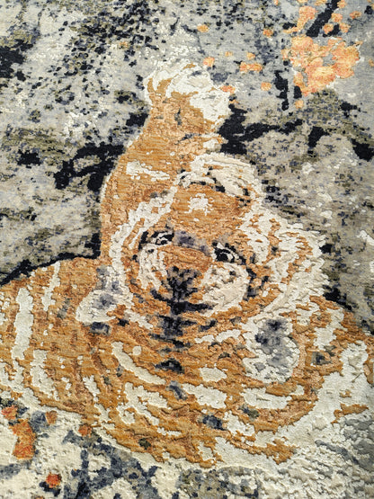 Modern Tiger Design Wool & Silk Rug 313x250 cm | Rug# 32698