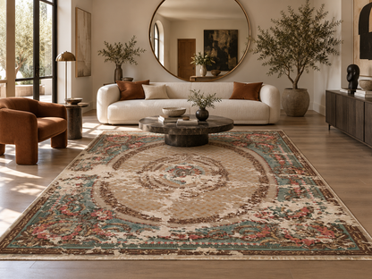 Transitional French Aubusson Wool & Silk Rug 311x248 cm | Rug# 32699