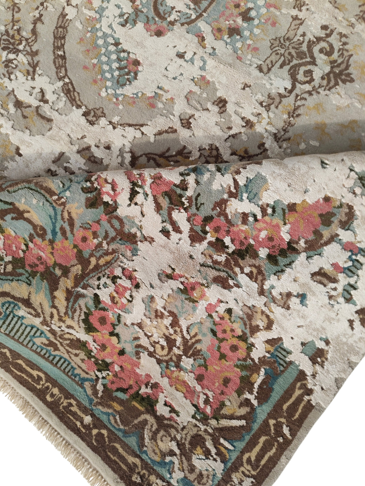 Transitional French Aubusson Wool & Silk Rug 311x248 cm | Rug# 32699