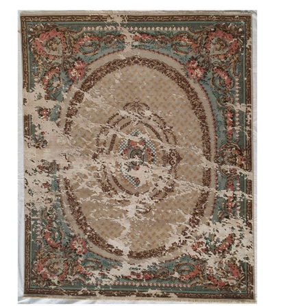 Transitional French Aubusson Wool & Silk Rug 311x248 cm | Rug# 32699