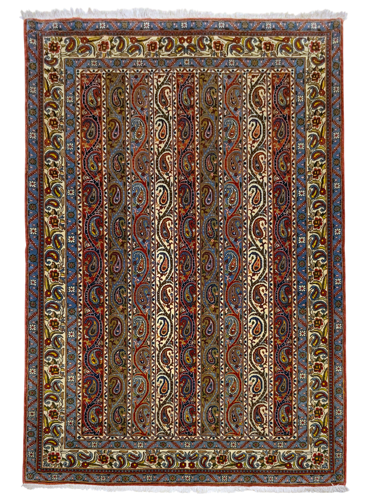 Vintage Persian Qum Boteh Design Rug 208x139 cm | Rug# 100LT