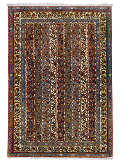 Vintage Persian Qum Boteh Design Rug 208x139 cm | Rug# 100LT