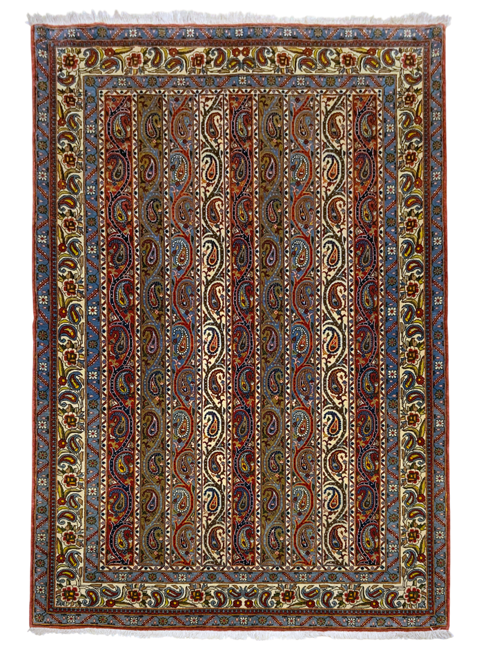 Vintage Persian Qum Boteh Design Rug 208x139 cm | Rug# 100LT