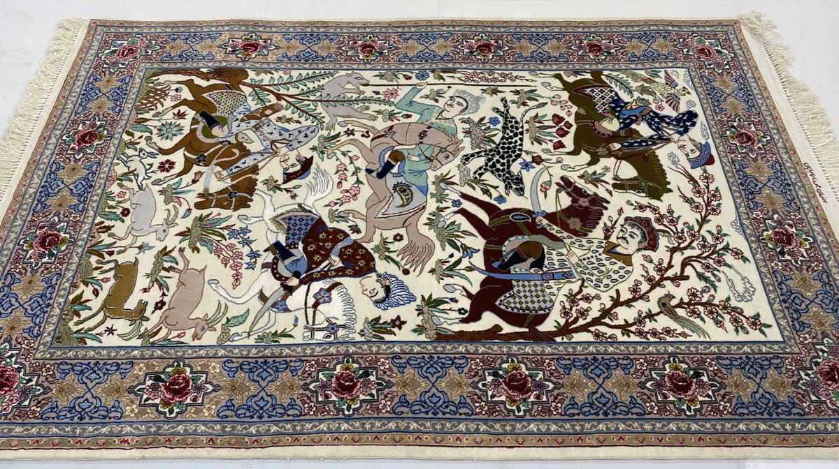 Hunting Pictorial Isfahan 194x128cm | Rug# 10102