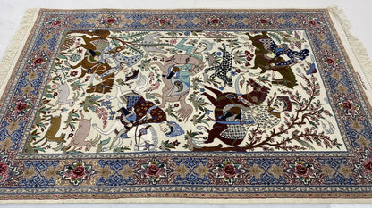 Hunting Pictorial Isfahan 194x128cm | Rug# 10102