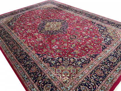 Hand-knotted vintage Mashad 406x294cm | Rug# 10199