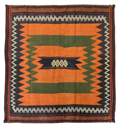 Vintage Nomadic Flatweave-Sofreh 120x128cm | Rug# 10505