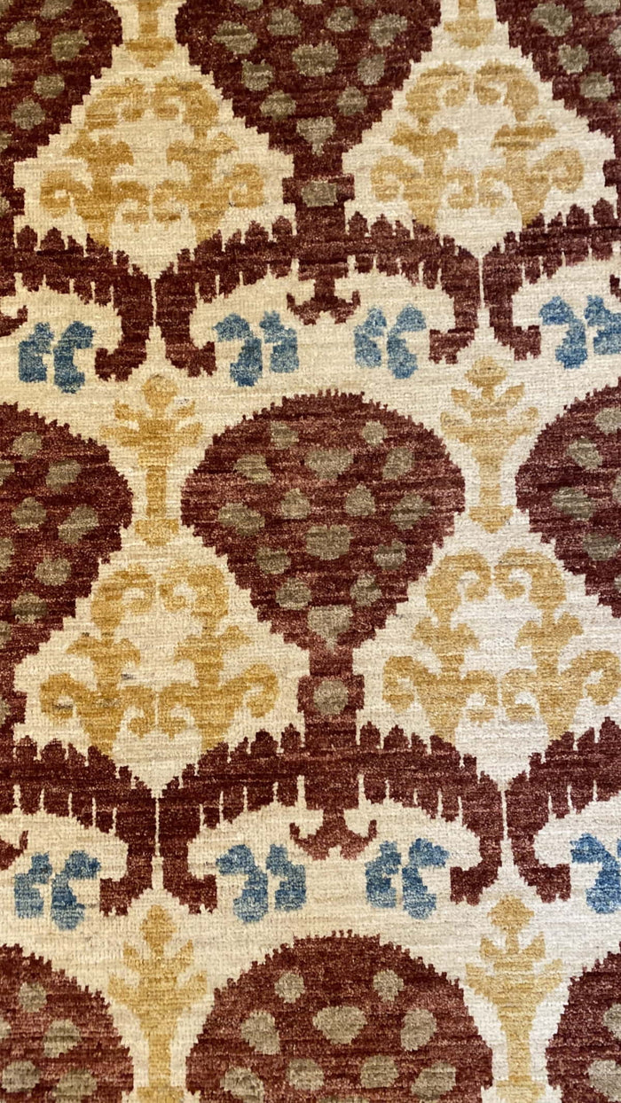 Afghan Turkaman weave, modern Ikat design 299x86cm | Rug# 23942A
