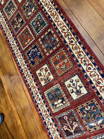 Afghan Turkaman weave, Garden design 395x80cm | Rug# 23991