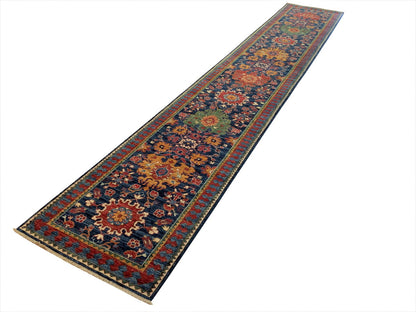 Afghan Turkaman weave in 19th century Caucasian design 482x82cm | Rug# 24311