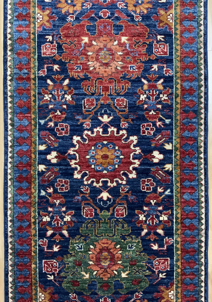 Afghan Turkaman weave in 19th century Caucasian design 482x82cm | Rug# 24311