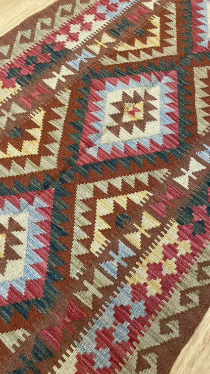 Afghan Flatweave Kilim 204x101cm | Rug# 24397