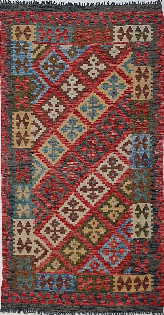 Afghan flatweave Kilim 200x105cm | Rug# 24567