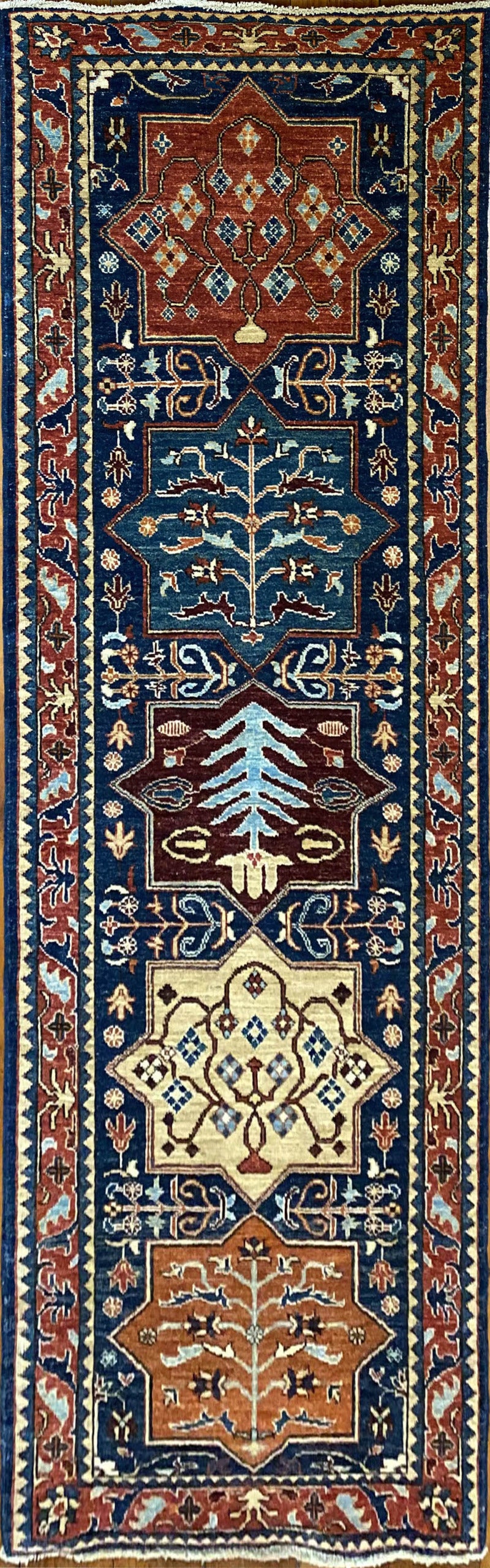 Caucasian Kazak-Runner inspired 239x81cm | Rug# 24712