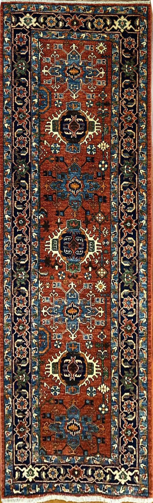 Afghan Turkaman weave, 19th-century Heriz inspired 296x84cm | Rug# 24955