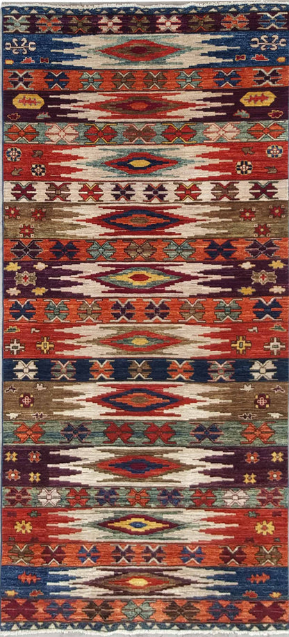 Afghan Turkaman weave, 17th century Anatolian design 292x124cm | Rug# 25699