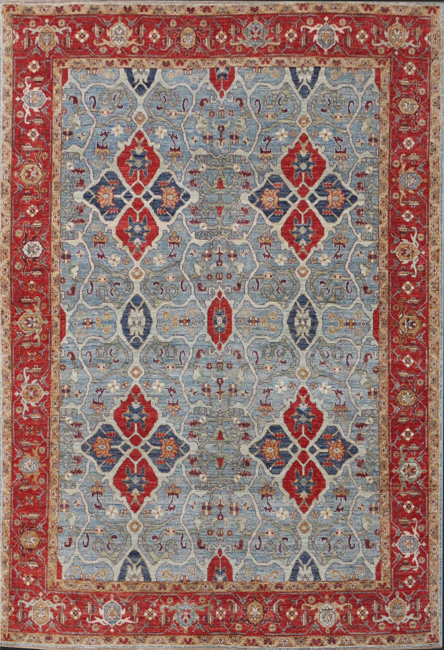 Afghan Turkaman weave, 18th-century Oushak inspired 235x166cm | Rug# 26194