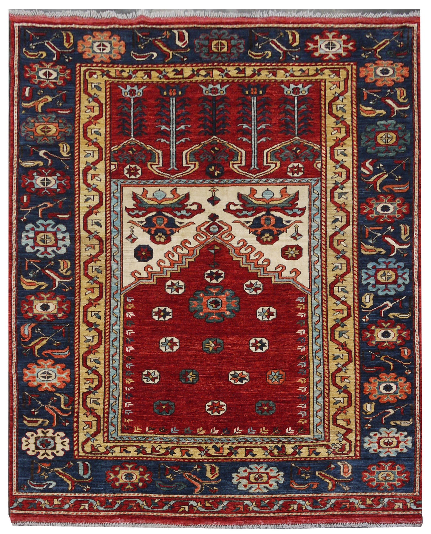 Chechen weave Uzbek, Ancient Turkish Prayer-Rug design, 197x153cm | Rug# 26329