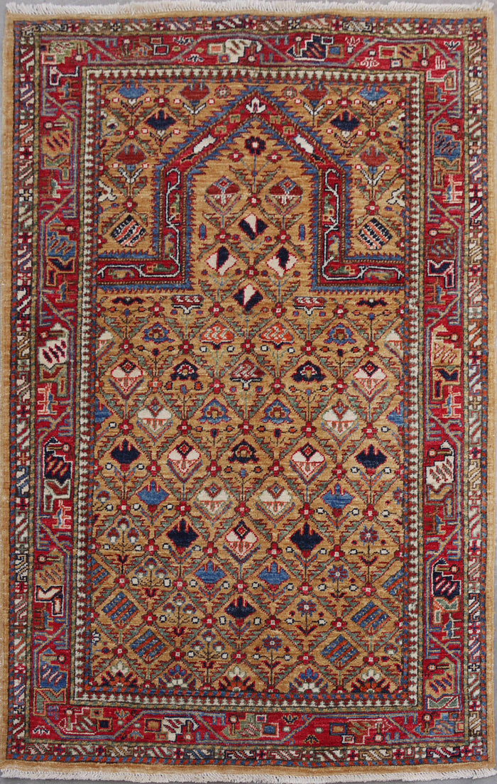 Afghan Turkaman weave, Chichi Prayer design 145x88cm | Rug# 26451