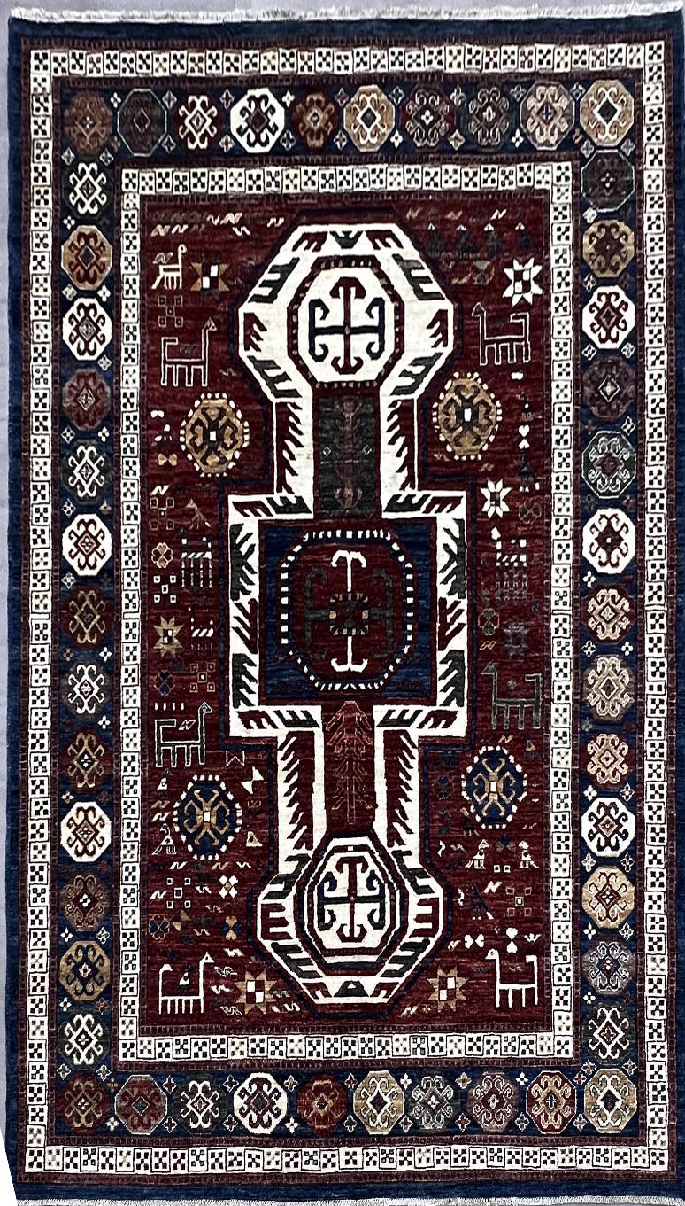 Afghan Turkaman Weave, 19th century Kazak design 230x166cm | Rug# 26480