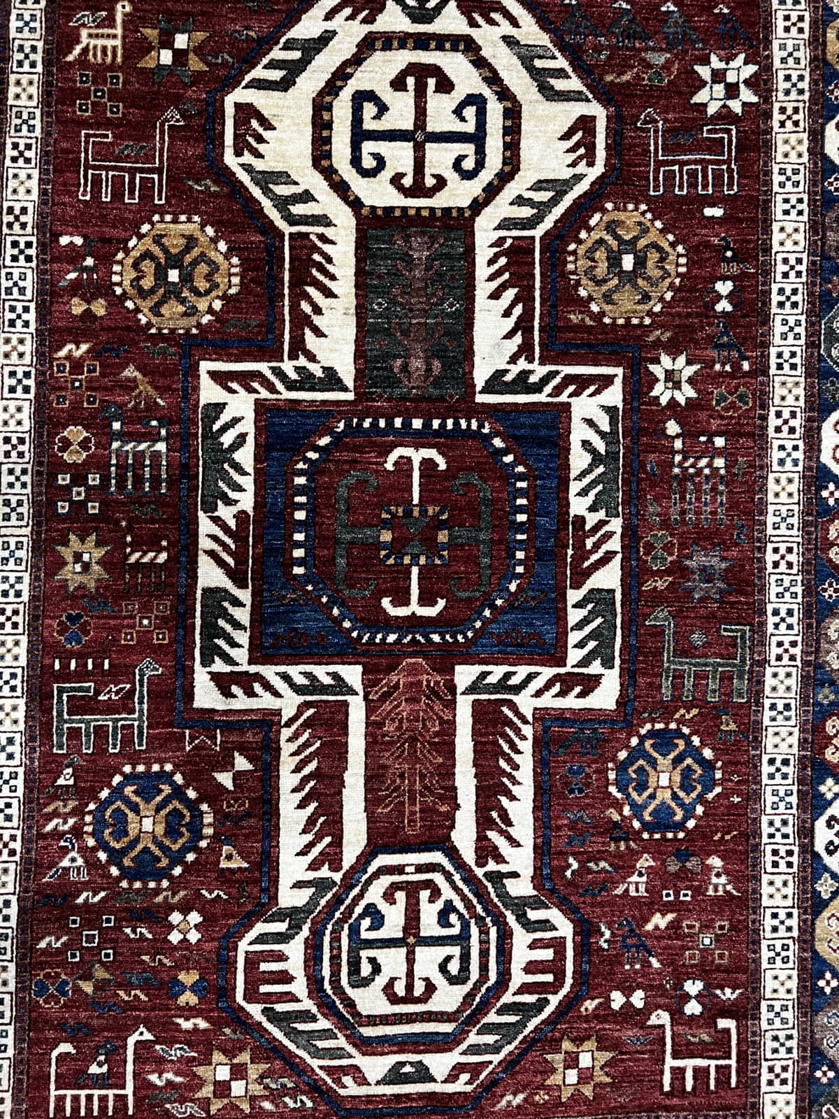 Afghan Turkaman Weave, 19th century Kazak design 230x166cm | Rug# 26480