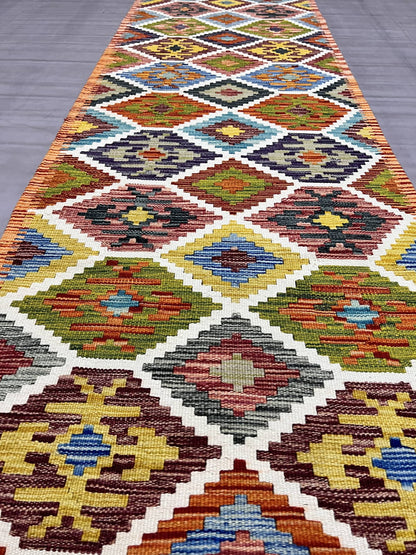 Afghan Kilim Runner 290x80cm | Rug# 26506