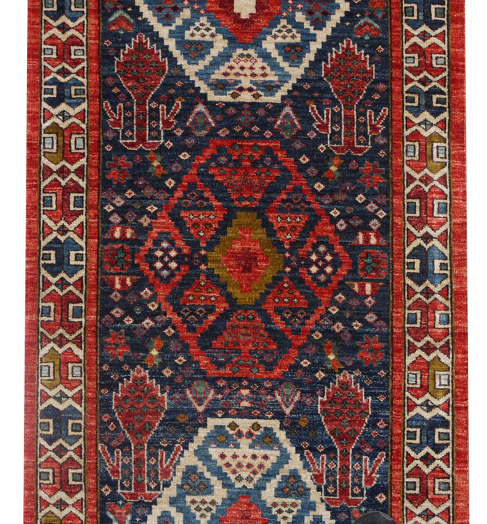 Afghan Turkman weave Runner in 19th century Caucasian design 422x84cm | Rug# 26518