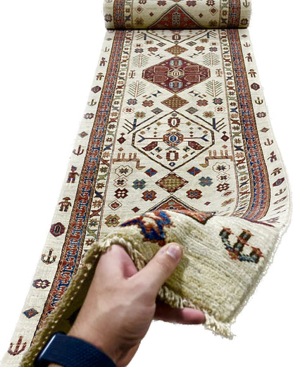 Custom-Made Afghan Turkaman Hall-Runner 575x97cm | Rug# 26552