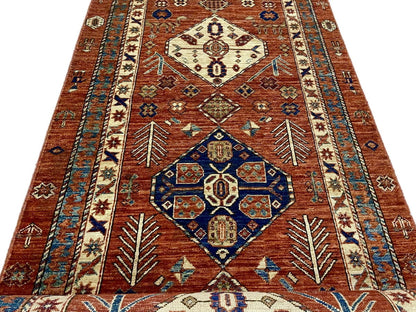 Afghan Turkaman Hall Runner, Custom-Made in Caucasian design 676x94cm | Rug# 26556