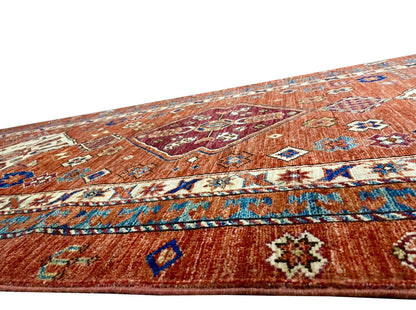 Afghan Turkaman Hall Runner, Custom-Made in Caucasian design 676x94cm | Rug# 26556