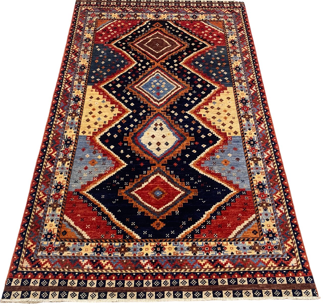 Afghan Turkaman weave, Nomadic Kazak inspired 247x152cm | Rug# 26651