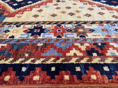 Afghan Turkaman weave, Nomadic Kazak inspired 247x152cm | Rug# 26651