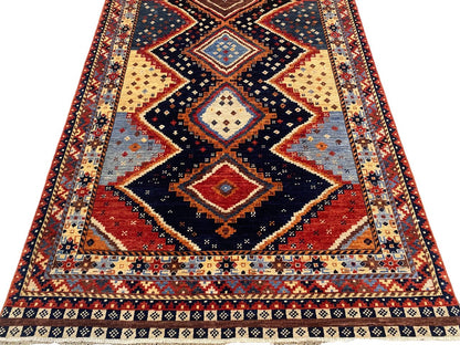 Afghan Turkaman weave, Nomadic Kazak inspired 247x152cm | Rug# 26651