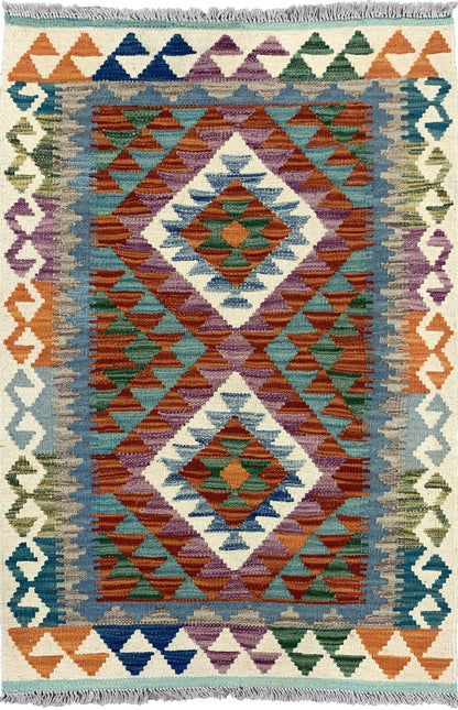 Modern-weave Afghan maimaneh Kilim 114x84cm