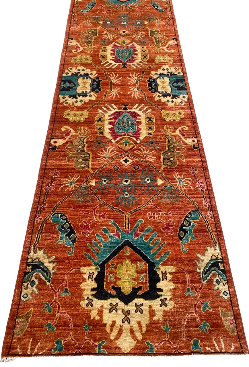 Afghan Turkaman weave in rare Safavid guls design 573x73cm | 26799