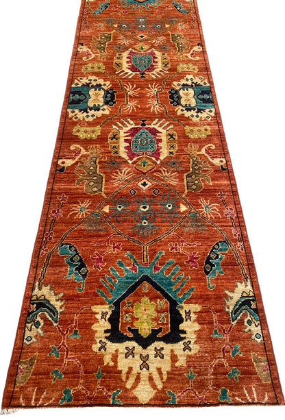 Afghan Turkaman weave in rare Safavid guls design 573x73cm | 26799