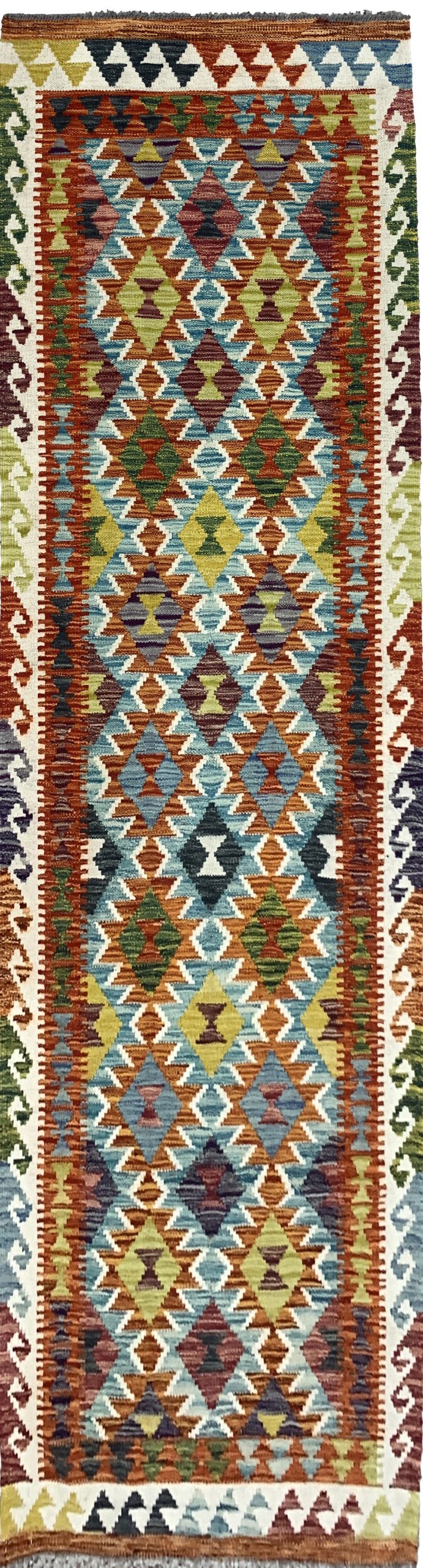 Modern-weave Afghan maimaneh Kilim 250x83cm