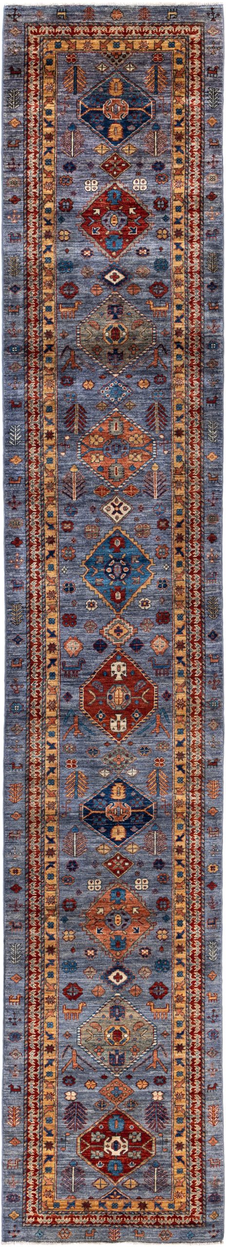 Afghan Turkaman weave, 19th-Century Heriz inspired 493x84cm | Rug# 26890