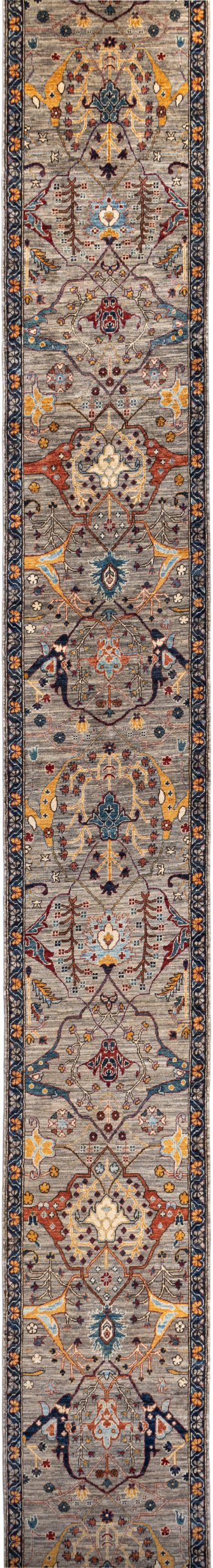 Custom-made Afghan runner in 16th-century Garous-Bijar design 861x79cm | Rug# 26891