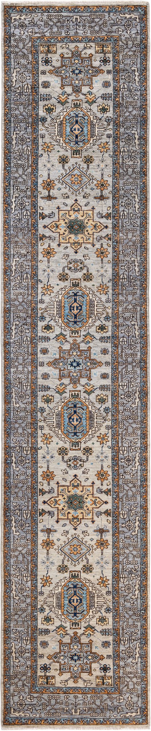 Afghan Turkaman weave in 19th-century Heriz design 415x82cm | Rug# 26892