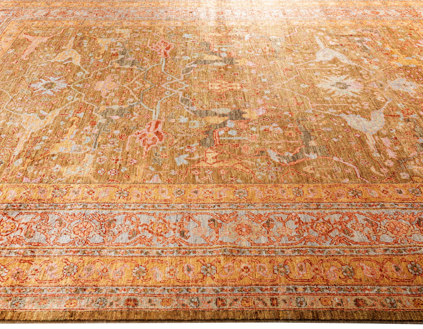Turkaman weave Afghan in 16th-century Oushak design 298x244cm | Rug# 26904