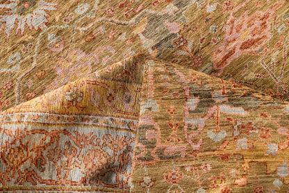 Turkaman weave Afghan in 16th-century Oushak design 298x244cm | Rug# 26904