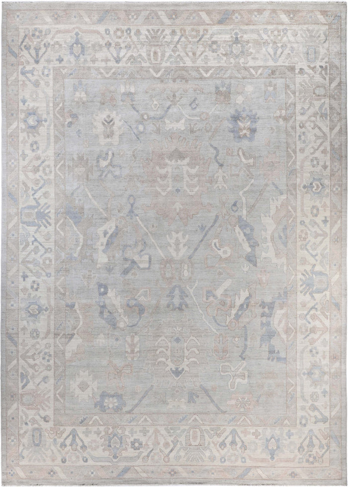 Hand knotted Afghan Salon carpet in 17th-century Oushak design 409x301cm | Rug# 26907