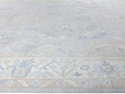 Hand knotted Afghan Salon carpet in 17th-century Oushak design 409x301cm | Rug# 26907
