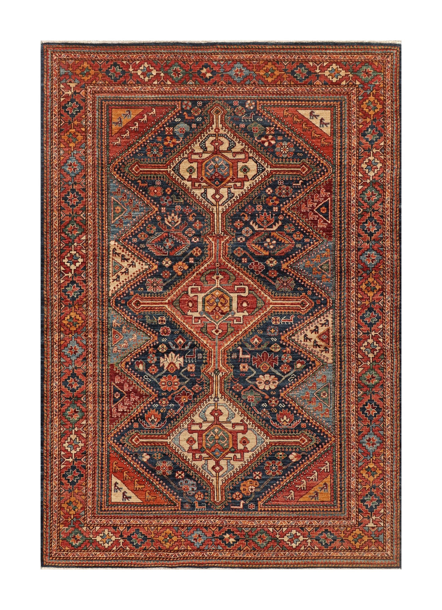 Afghan Turkaman weave in 19th-century Qashqai design 267x187cm | Rug# 26918