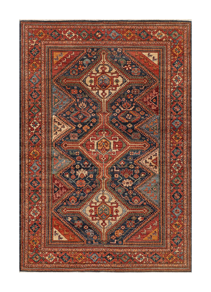Afghan Turkaman weave in 19th-century Qashqai design 267x187cm | Rug# 26918