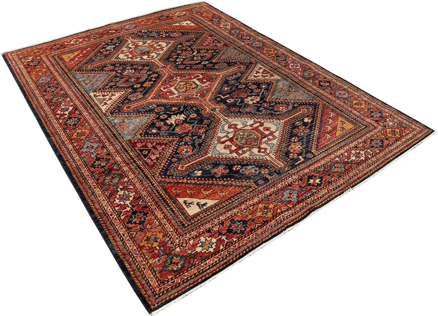 Afghan Turkaman weave in 19th-century Qashqai design 267x187cm | Rug# 26918