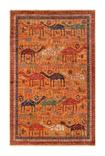 Afghan Turkaman weave, 19th-century pictorial design 191x122cm | Rug# 26920