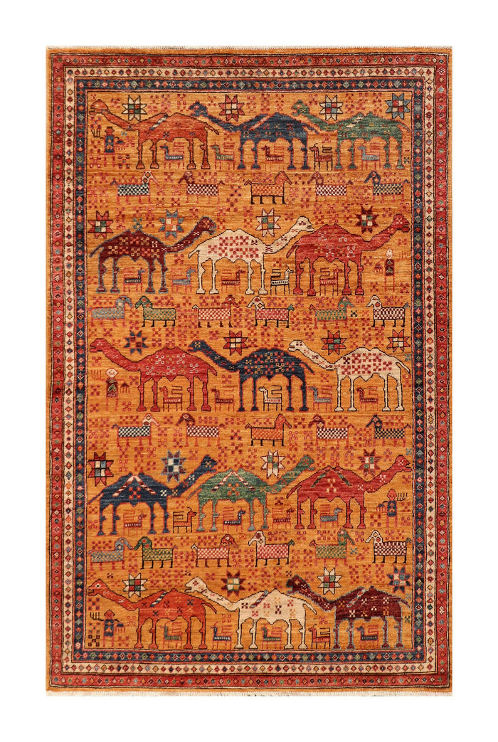 Afghan Turkaman weave, 19th-century pictorial design 191x122cm | Rug# 26920