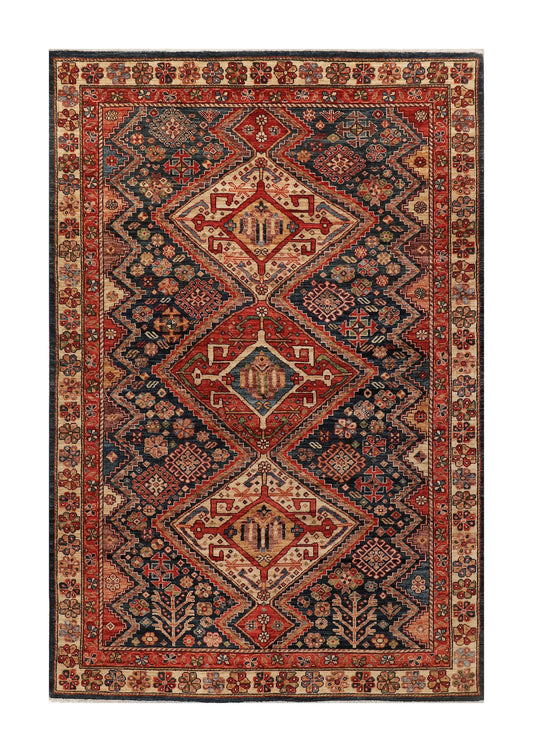 Afghan Turkaman weave in 19th-century Qashqai design 236x157cm | Rug# 26921